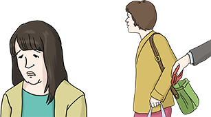 Traurige Frau, Stehlen